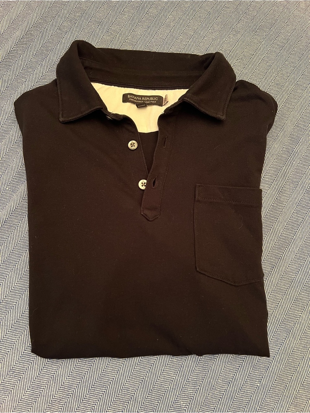 Banana Republic Men’s Black Polo Shirt with Pocket, Size Medium